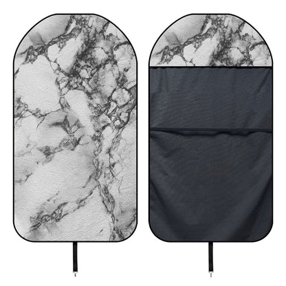 White Dark Grey Marble Print Waterproof Car Seat Cover