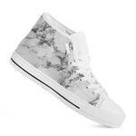 White Dark Grey Marble Print White High Top Sneakers