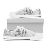 White Dark Grey Marble Print White Low Top Sneakers