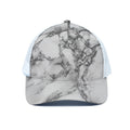 White Dark Grey Marble Print White Mesh Trucker Hat