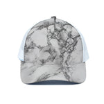 White Dark Grey Marble Print White Mesh Trucker Cap