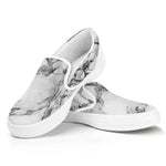 White Dark Grey Marble Print White Slip On Sneakers