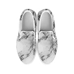 White Dark Grey Marble Print White Slip On Sneakers