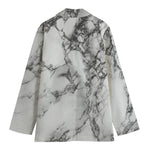 White Dark Grey Marble Print Women's Blazer