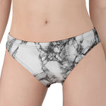 White Dark Grey Marble Print Women's Panties