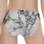 White Dark Grey Marble Print Women's Panties