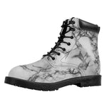 White Dark Grey Marble Print Work Boots