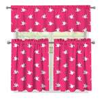 White Dove Breast Cancer Pattern Print 3 Piece Kitchen Curtains