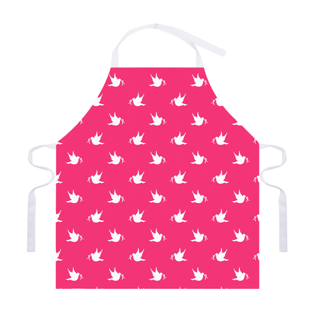 White Dove Breast Cancer Pattern Print Adjustable Apron