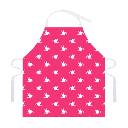 White Dove Breast Cancer Pattern Print Adjustable Apron