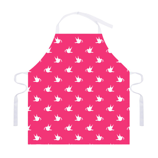 White Dove Breast Cancer Pattern Print Adjustable Apron