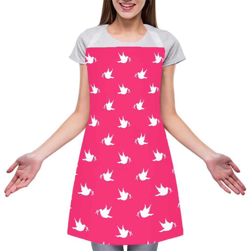 White Dove Breast Cancer Pattern Print Adjustable Apron