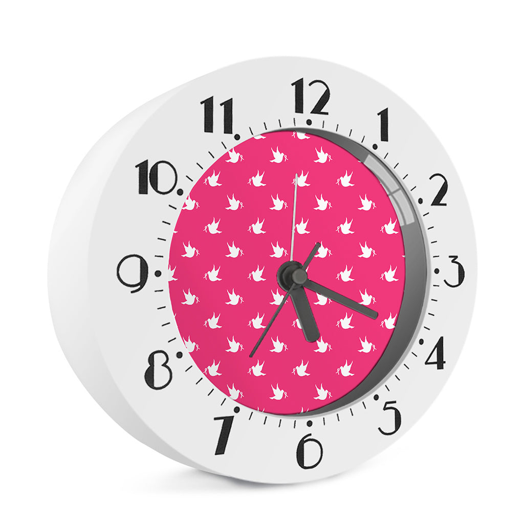 White Dove Breast Cancer Pattern Print Alarm Clock