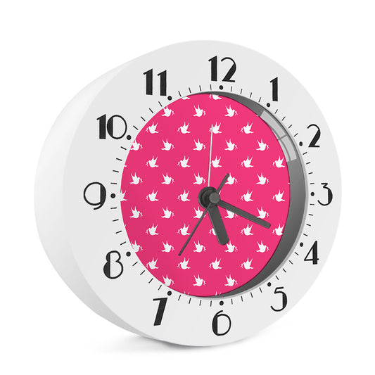 White Dove Breast Cancer Pattern Print Alarm Clock