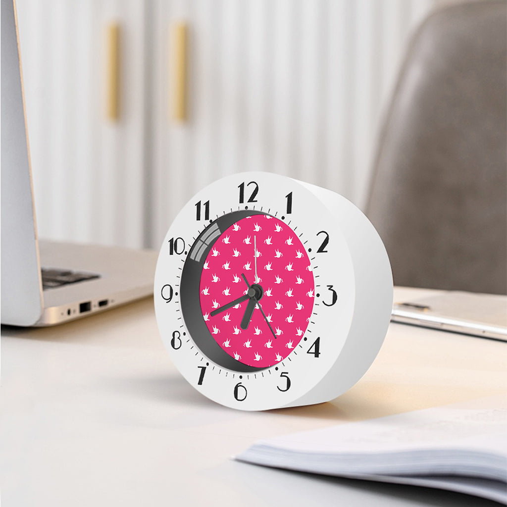 White Dove Breast Cancer Pattern Print Alarm Clock