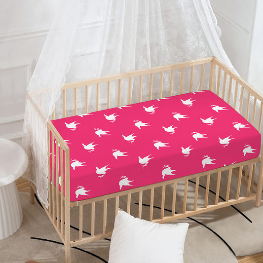 White Dove Breast Cancer Pattern Print Baby Crib Sheet