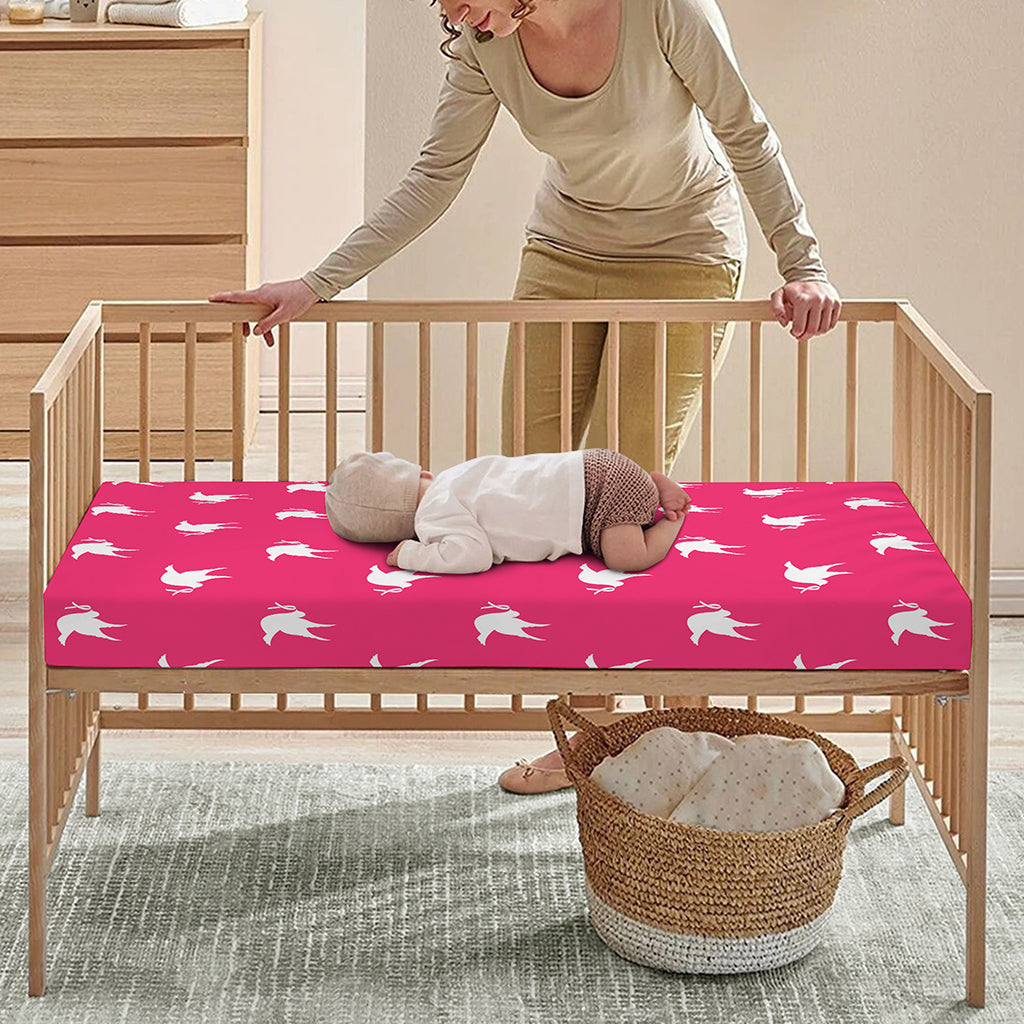 White Dove Breast Cancer Pattern Print Baby Crib Sheet