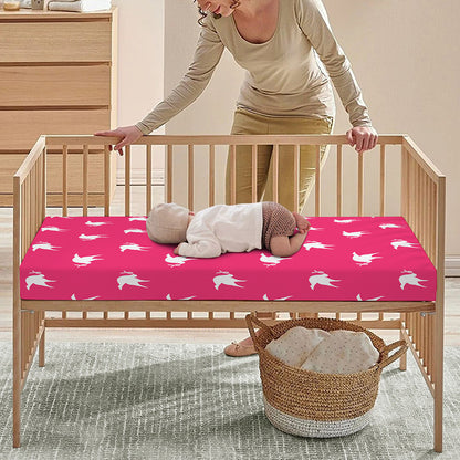 White Dove Breast Cancer Pattern Print Baby Crib Sheet