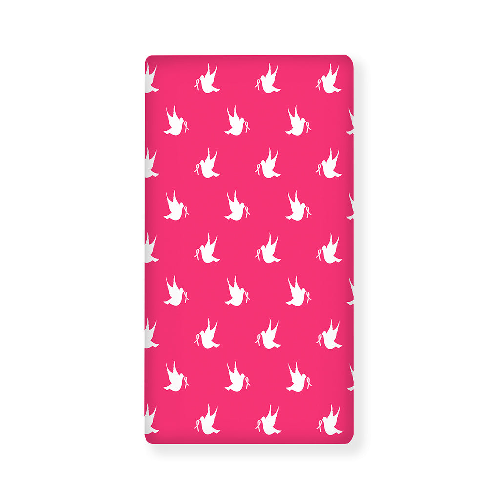 White Dove Breast Cancer Pattern Print Baby Crib Sheet