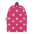 White Dove Breast Cancer Pattern Print School Backpack