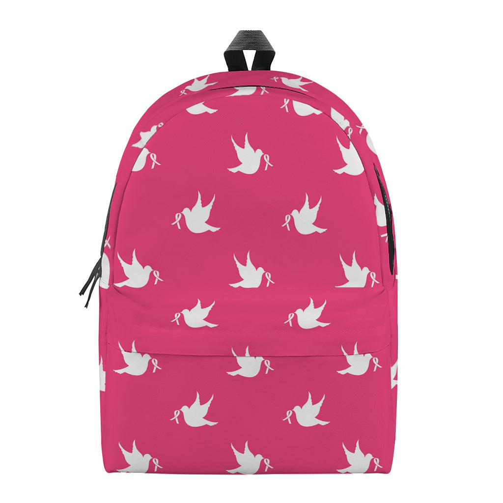 White Dove Breast Cancer Pattern Print Backpack