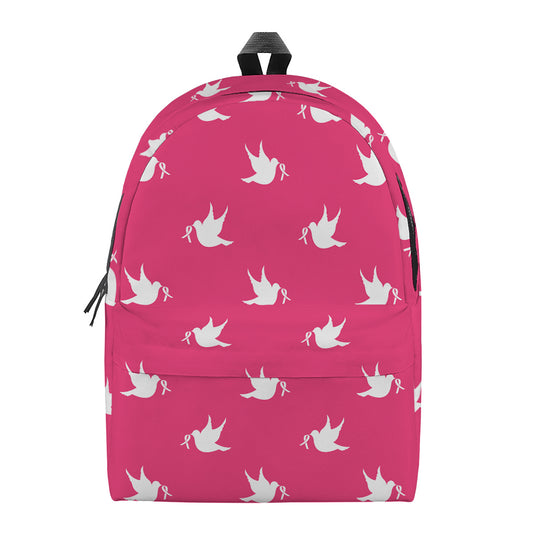 White Dove Breast Cancer Pattern Print Backpack