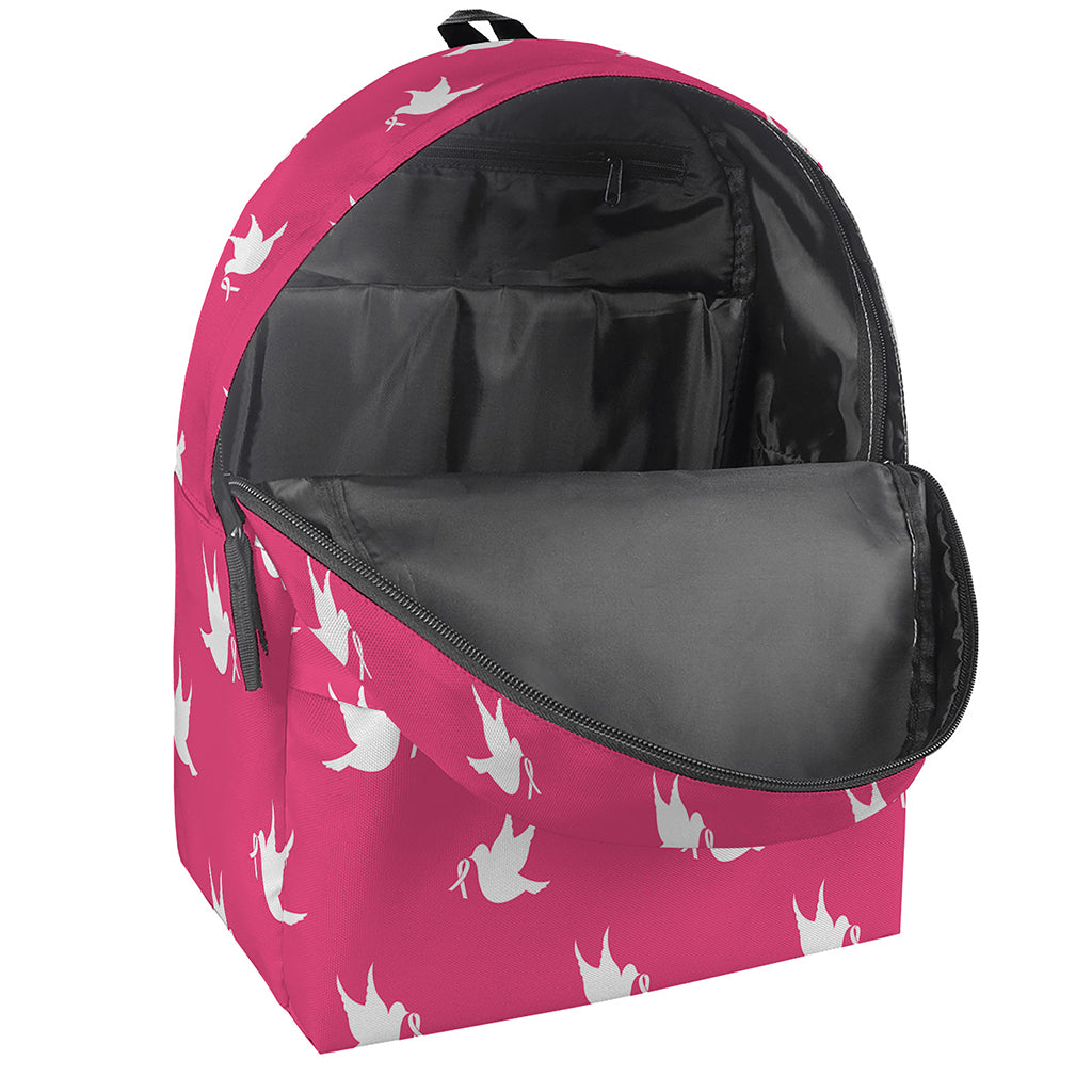 White Dove Breast Cancer Pattern Print Backpack