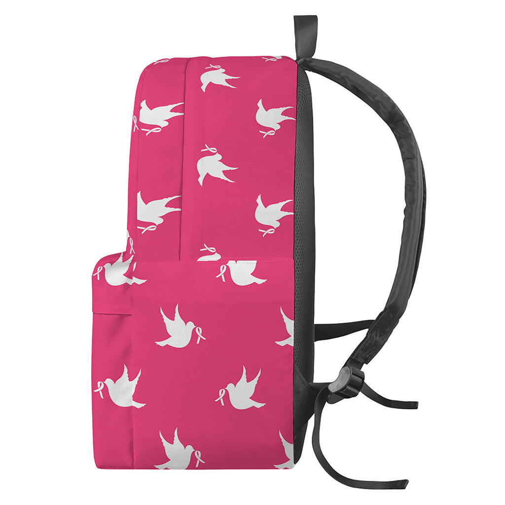 White Dove Breast Cancer Pattern Print Backpack