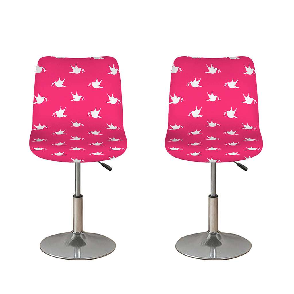 White Dove Breast Cancer Pattern Print Bar Stool Covers