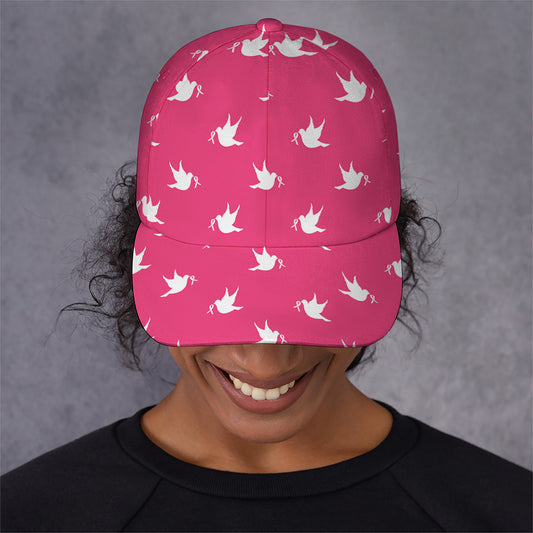 White Dove Breast Cancer Pattern Print Baseball Cap