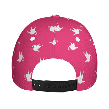 White Dove Breast Cancer Pattern Print Baseball Cap
