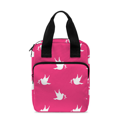 White Dove Breast Cancer Pattern Print Bible Tote Bag