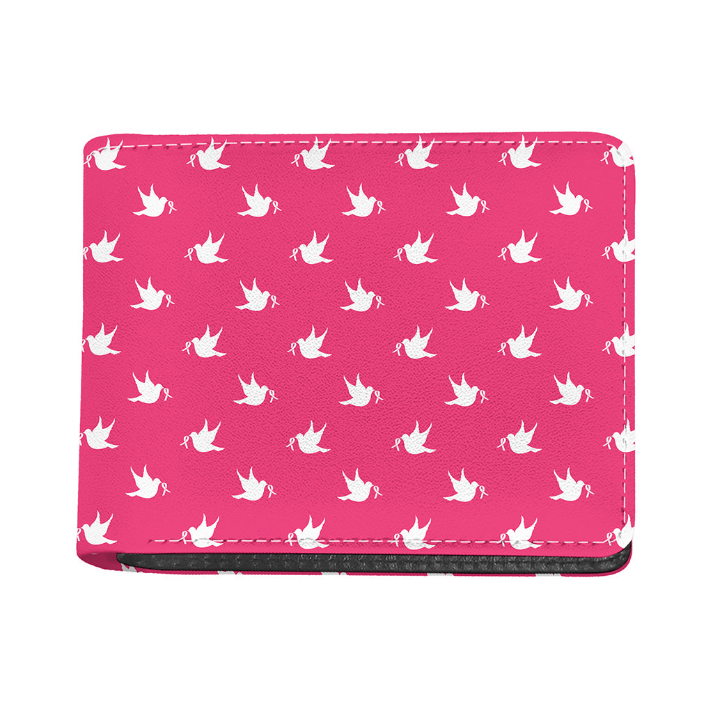 White Dove Breast Cancer Pattern Print Bifold Wallet