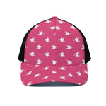 White Dove Breast Cancer Pattern Print Black Mesh Trucker Cap
