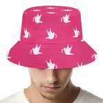 White Dove Breast Cancer Pattern Print Bucket Hat