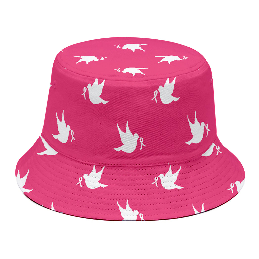 White Dove Breast Cancer Pattern Print Bucket Hat