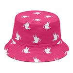 White Dove Breast Cancer Pattern Print Bucket Hat