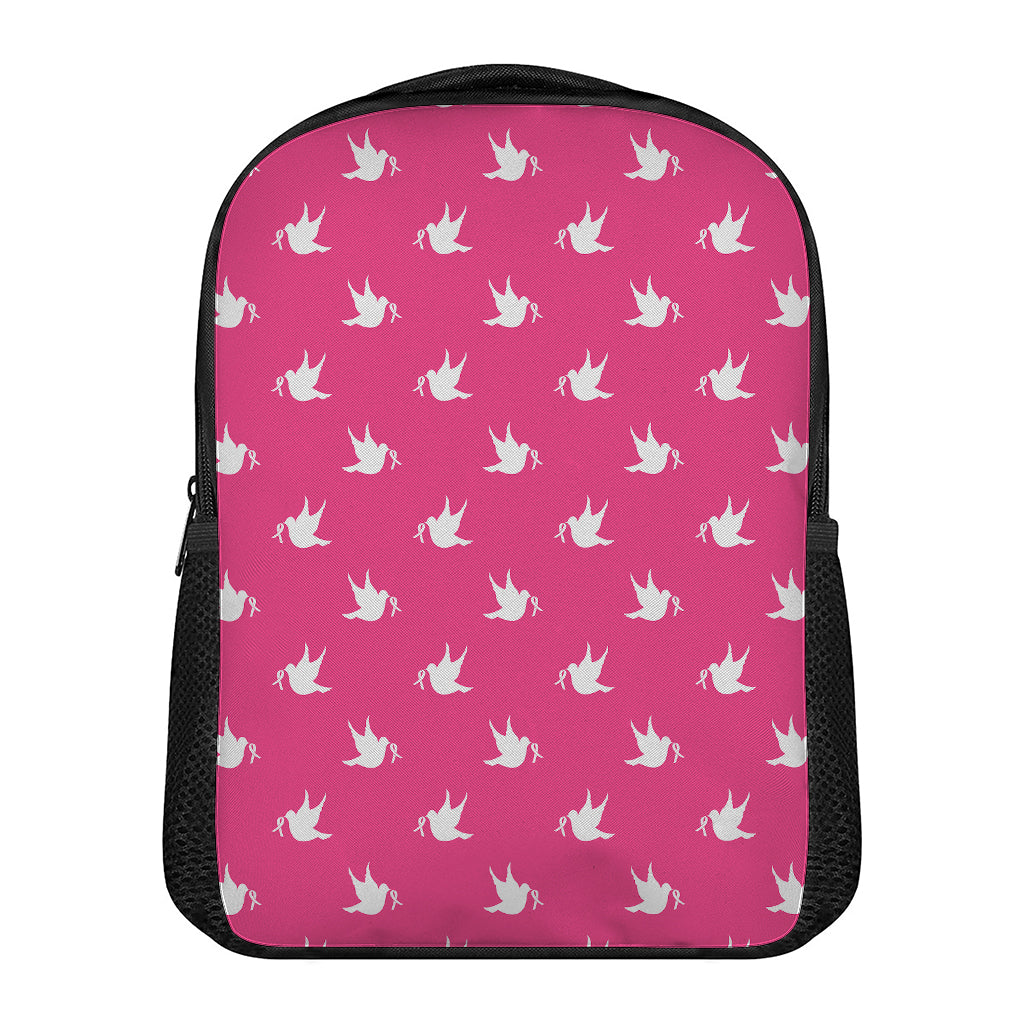 White Dove Breast Cancer Pattern Print Casual Backpack