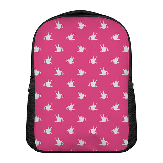White Dove Breast Cancer Pattern Print Casual Backpack