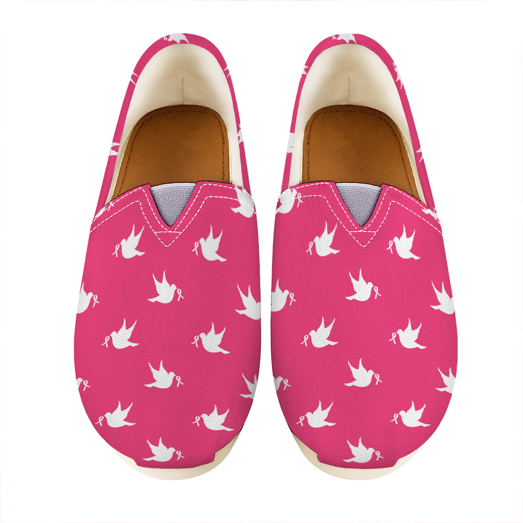 White Dove Breast Cancer Pattern Print Casual Shoes