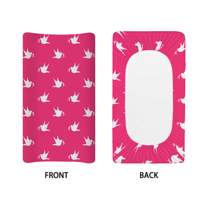 White Dove Breast Cancer Pattern Print Changing Pad Cover