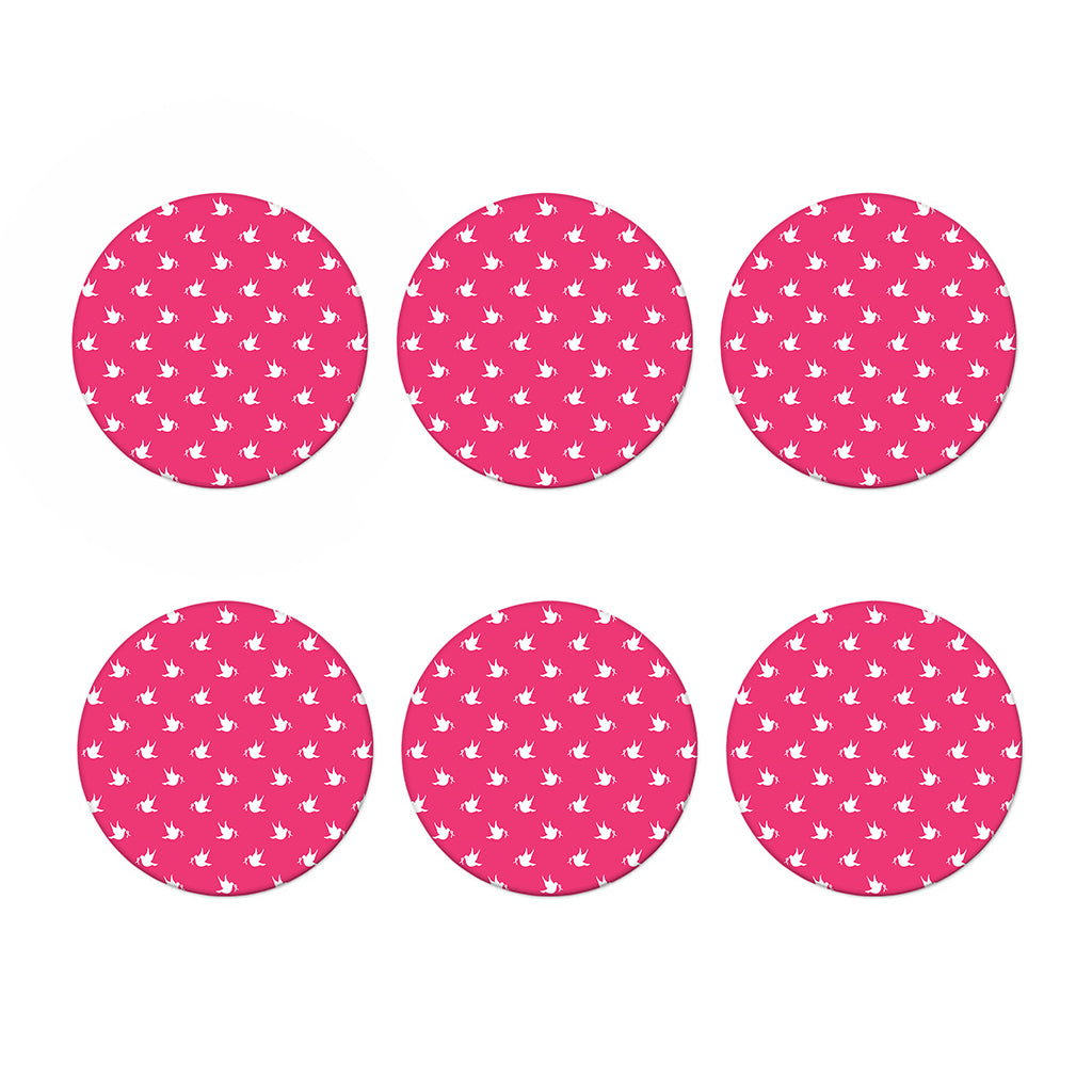 White Dove Breast Cancer Pattern Print Coaster Set