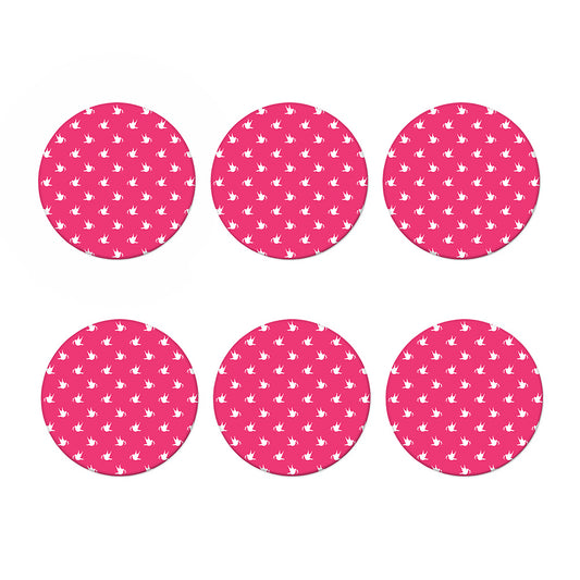 White Dove Breast Cancer Pattern Print Coaster Set