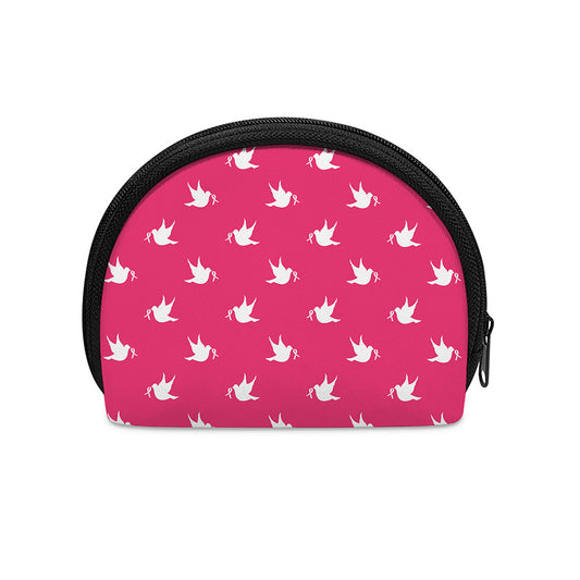 White Dove Breast Cancer Pattern Print Coin Purse
