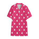 White Dove Breast Cancer Pattern Print Cotton Hawaiian Shirt