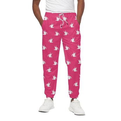 White Dove Breast Cancer Pattern Print Cotton Pants