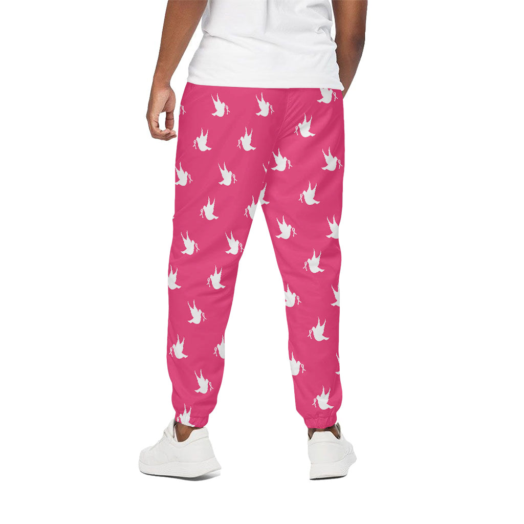 White Dove Breast Cancer Pattern Print Cotton Pants