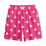 White Dove Breast Cancer Pattern Print Cotton Shorts