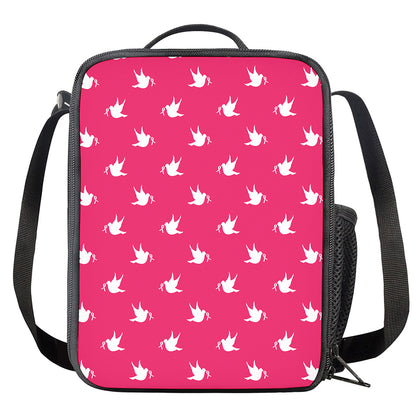 White Dove Breast Cancer Pattern Print Crossbody Lunch Bag