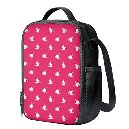 White Dove Breast Cancer Pattern Print Crossbody Lunch Bag